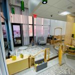Photo of downtown preschool classroom, with preschool furniture and toys