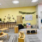 Photo of downtown preschool classroom, with preschool furniture and toys