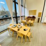 Photo of downtown preschool classroom, with preschool furniture and toys