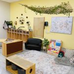 Photo of downtown preschool classroom, with preschool furniture and toys