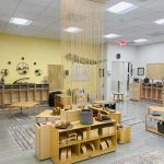 Photo of downtown preschool classroom, with preschool furniture and toys
