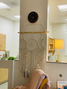 Photo of downtown preschool classroom, with preschool furniture and toys