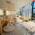 Photo of downtown preschool classroom, with preschool furniture and toys