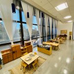 Photo of downtown preschool classroom, with preschool furniture and toys
