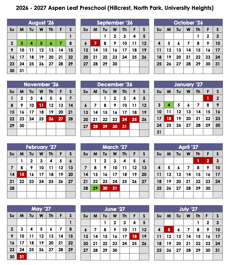 2026-2027 academic calendar